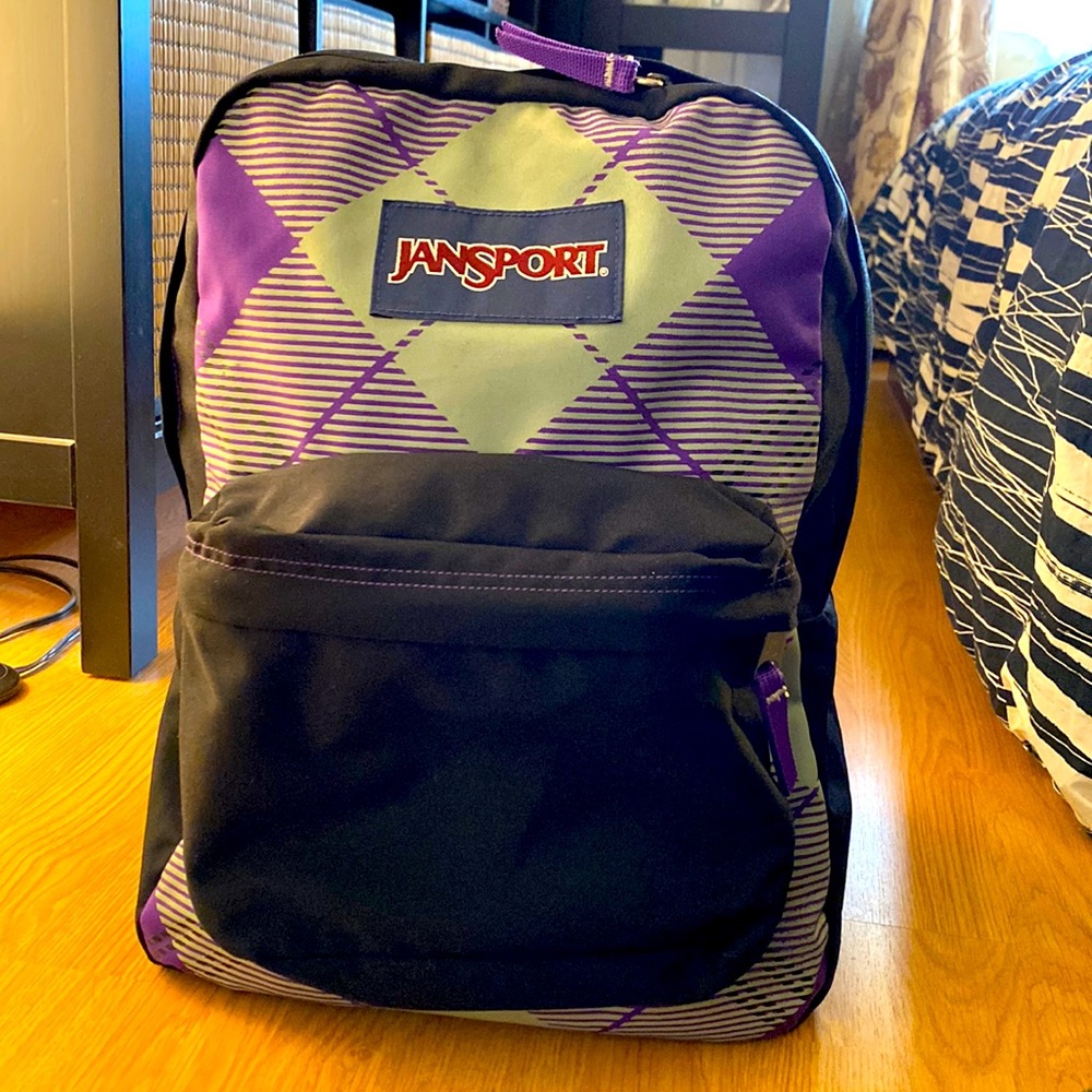 Limited Edition Purple Grey Black Jansport SuperBreak Backpack